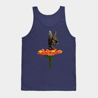 Zinnias - Black Swallowtail on Orange Zinnia Tank Top